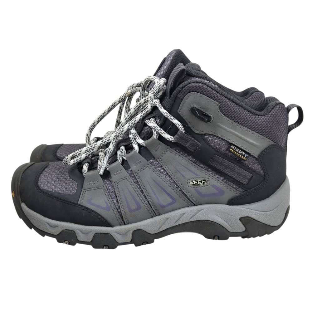 KEEN Oakridge Mid Waterproof Hiking Boots Womens 7.5 Gray Purple 1015356 EUC